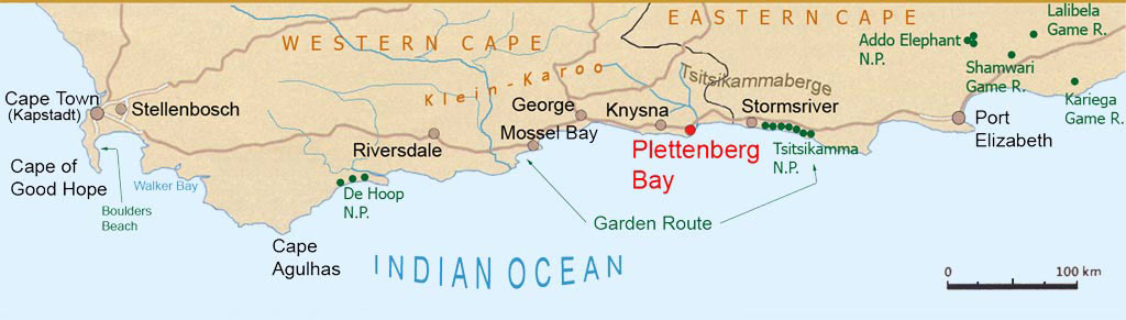 Map of the Garden Route South Africa