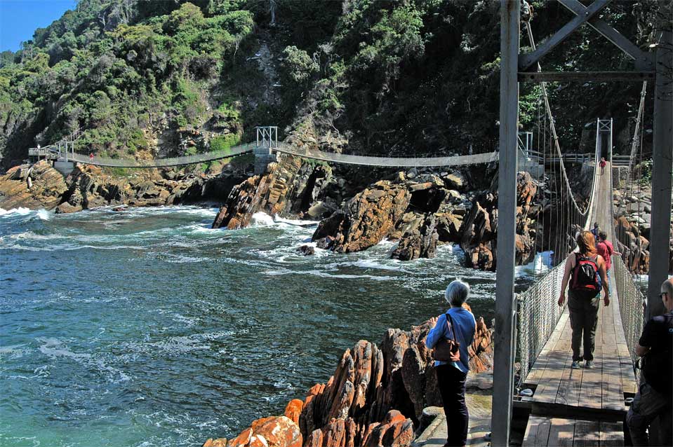 From the other side of the Storms River mouth you have a good view of the other two suspension bridges.